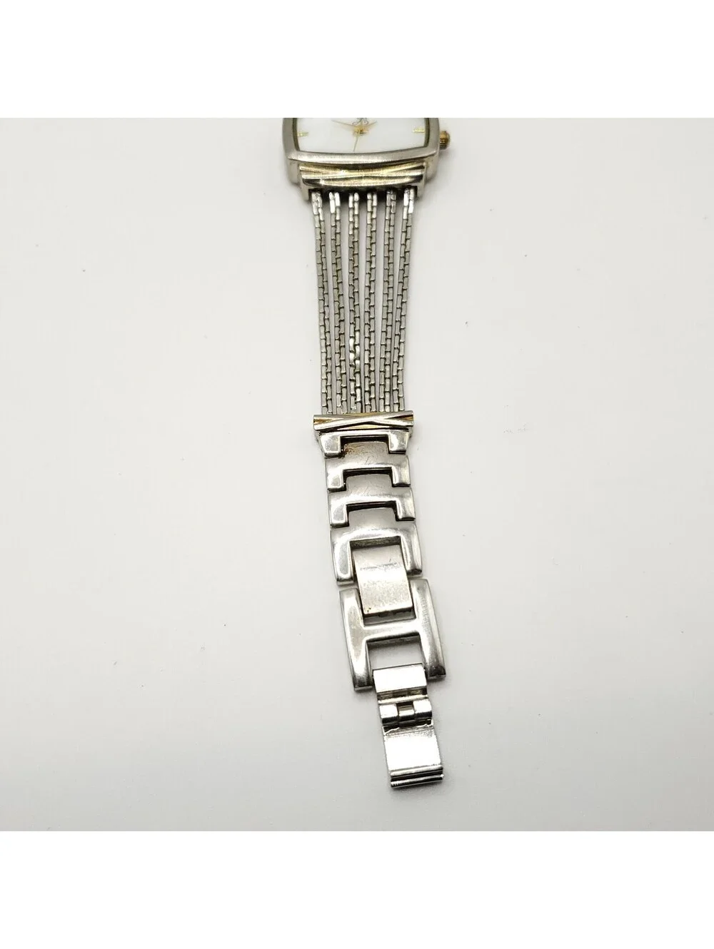 Jaclyn Smith Rectangle Quartz MOP Womens Watch 28mm Silver Tone New Battery